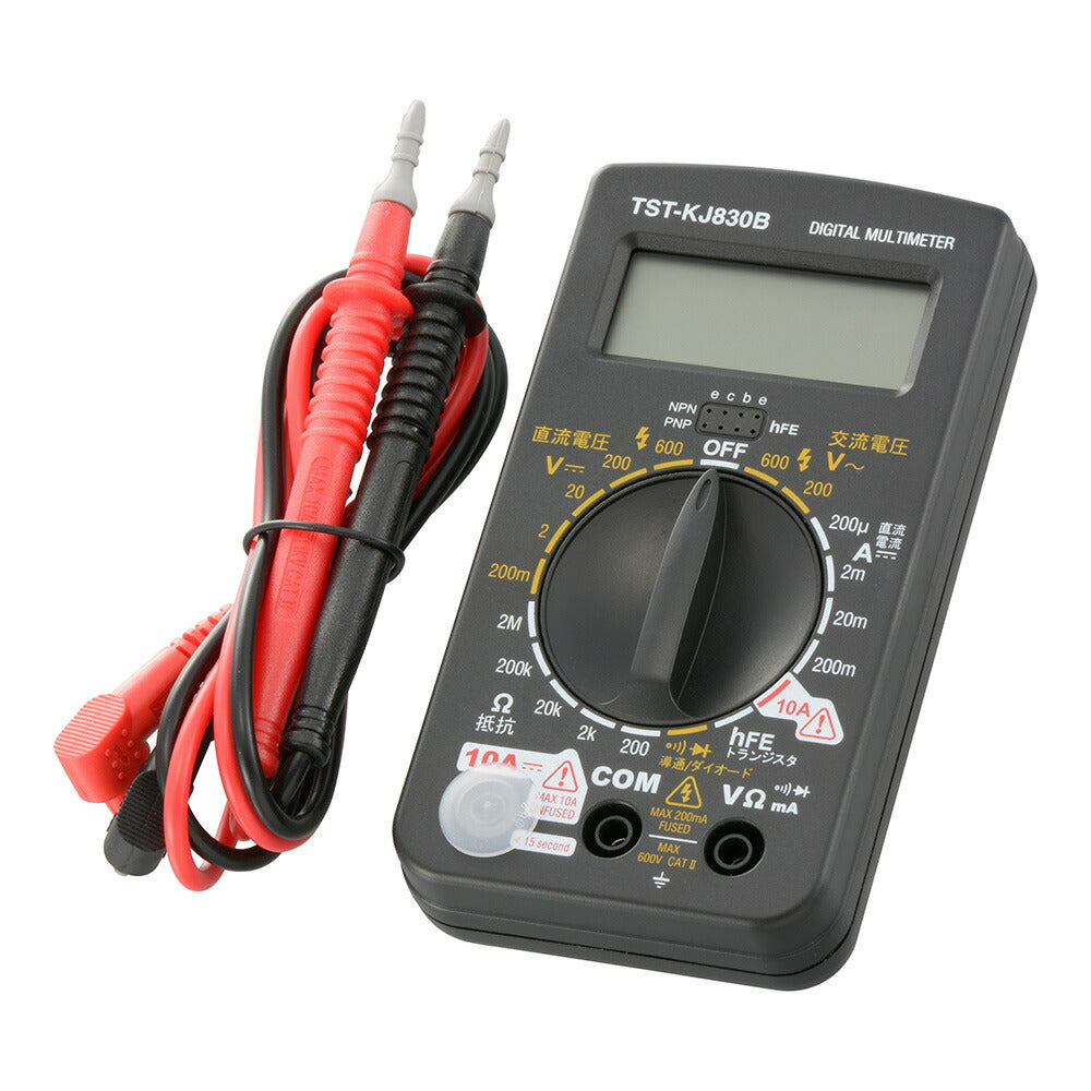 デジタルマルチテスター(トランジスタチェック機能付/006P乾電池×1個付属)_06-5404_TST-KJ830B_OHM(オーム電機)